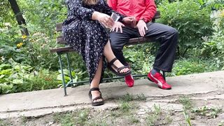 Curvy mother in law gets my cum outdoors - 4 image