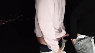 Fucking Hard on a Cliff at Night Until We Cum at the Same Time