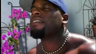 Young black bitch gets her pussy fucked outdoors - 1 image