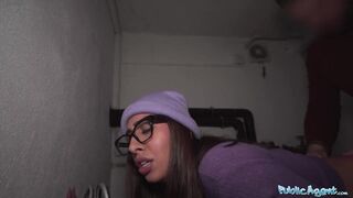 Public Agent Ale Danger demonstrating how far she can deepthroat a big fat cock - 11 image