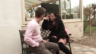 Huge boobed BBW fucked hard outdoor in french countryside