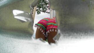 Woman recorded in outdoor booth (IN PUBLIC) - 6 image