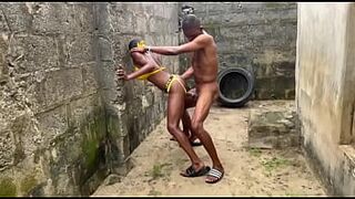 SEX IN THE COMPOUND: OUTDOOR SEX WITH MY SLIM STEP SISTER. - 1 image
