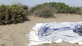 French brunette milf masturbating and squirting sex on the beach! - 15 image