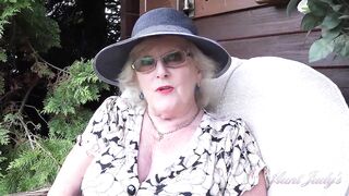 Auntjudys - 66yo Hairy Mature GILF Mrs. Claire Sucks Your Cock in the Garden (pov) - 6 image
