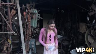 VIP4K. Good fuck in the backyard with a debtor in leather lingerie - 8 image