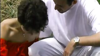 Outdoor sex plan for a teacher and two of his students.