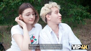 VIP4K. Horny couples lick asses in the woods and fuck with each other - 4 image