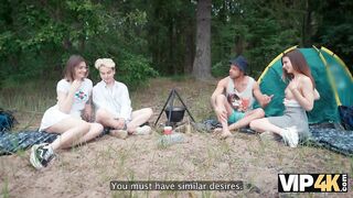 VIP4K. Horny couples lick asses in the woods and fuck with each other - 6 image