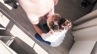 dickflash in a hotel where a maid comes through the balcony and gets cum on her tits - 13 image