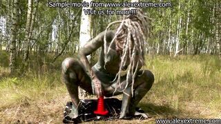 Anuskatzz fuck mrhankey dildo, anal fisting, show her pierced pussy & anal prolapse in the forest - 5 image