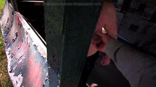 Slapping her tits real red in public - 8 image