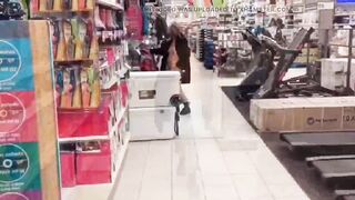 A sexy milf flash her boobs when she walk in different stores! - 9 image