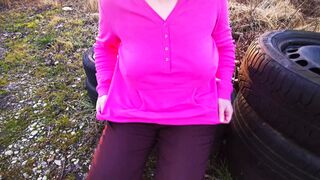 Happy Titslapping in the woods and parking lot - 1 image