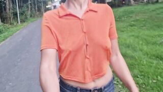 erect nipples flashing tits in public - 2 image