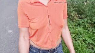 erect nipples flashing tits in public