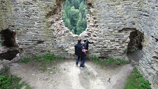 DRONE PORN This slut fucks a stranger outside and a drone surprises them