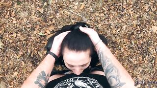 Leather Leggins Brunette Facefucked And Facialized Outdoors - 12 image