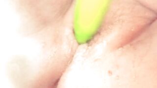 Newly Married Housewife Fuck Pussy with Sponge gourd - 15 image