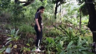 A cute slim Latina girl walks outdoors and flashes her big boobs and ass - 7 image