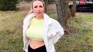 Public anal fuck with busty German - MyDirtyHobby - 1 image