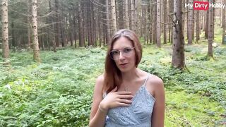 POV Nerdy Amateur LuckyLucy18 sucks cock outdoors in the forest - MyDirtyHobby - 3 image