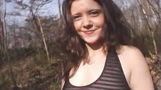 Brunette French teen fucked in the woods - 9 image