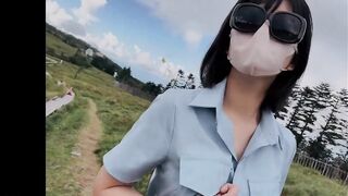 Unbuttoning clothes and panties outdoors. - 3 image