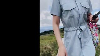 Unbuttoning clothes and panties outdoors. - 6 image