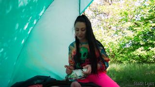 Brunette Hippie Jerks Me Off for Free in a Tent - 15 image