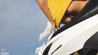 Crazy! Sexy Milf Masturbates In Public on Scooter - 15 image