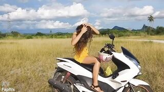 Crazy! Sexy Milf Masturbates In Public on Scooter - 2 image