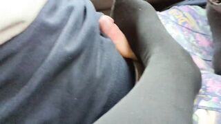 Car Footjob in Pantyhose, Milked Quickly in the Car - 6 image