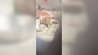 The stepbrother saw his older stepsister bathing in the open bathroom - 10 image
