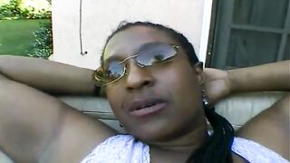 Ebony BBW Blows Deep a Black Dude with Hard Dick Outdoor - 2 image