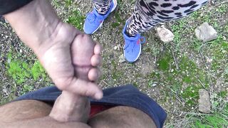horny stepson begged me to cum in my hairy pussy outdoors in a park - 7 image