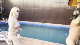 Hard flogging trio at the swimingpool - 10 image