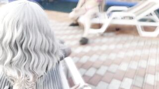 Hard flogging trio at the swimingpool - 2 image