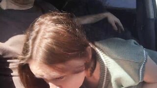 Schoolgirl gave a public blowjob in the car and asked to take her home - 7 image