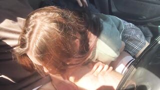 Schoolgirl gave a public blowjob in the car and asked to take her home - 9 image