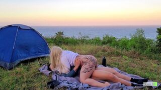 Risky Sex Real Amateur Couple Fucking at Camp - 11 image