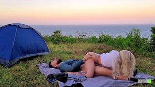 Risky Sex Real Amateur Couple Fucking at Camp - 13 image