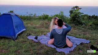 Risky Sex Real Amateur Couple Fucking at Camp - 2 image