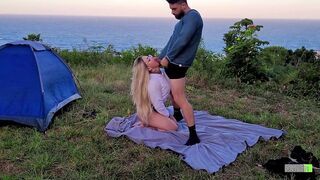 Risky Sex Real Amateur Couple Fucking at Camp - 5 image