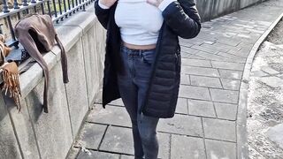 changing blouse and walking with boobs out - 4 image