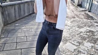 changing blouse and walking with boobs out - 6 image