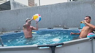 Fucked a friend's lustful wife after a pool party. Cumshot full of pussy cum - 1 image