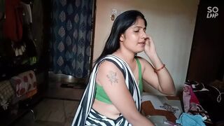 indian BANGLA desi BHABHI star sanjana calling her boyfriend to with huge when she is alone in home - 1 image