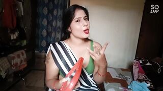 indian BANGLA desi BHABHI star sanjana calling her boyfriend to with huge when she is alone in home - 14 image