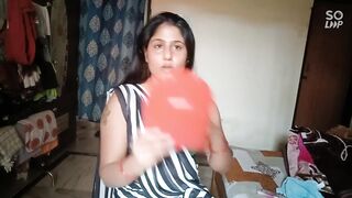 indian BANGLA desi BHABHI star sanjana calling her boyfriend to with huge when she is alone in home - 3 image